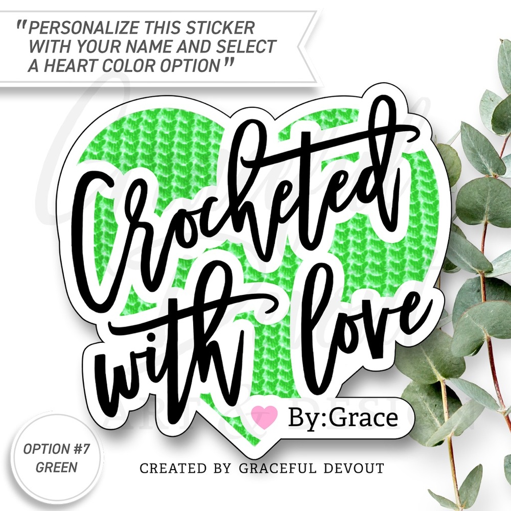 Crocheted With Love - 2" (inches)(48ct.) Stickers - Picture 8 of 8